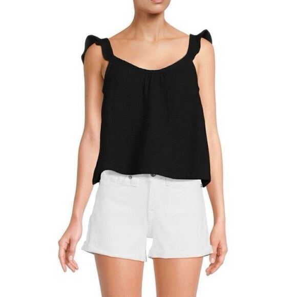 Marine Layer Jude 100% Cotton Black Boho Flutter Sleeve Top NWT Size Medium - Picture 1 of 7
